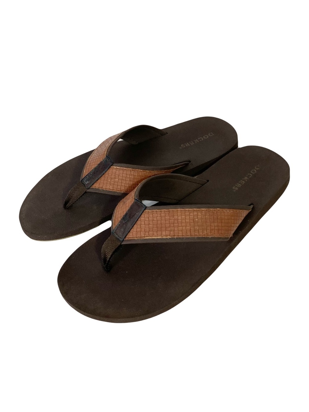 DOCKERS Sandals Men 10 Brown Flip-Flops Thong Slip-On